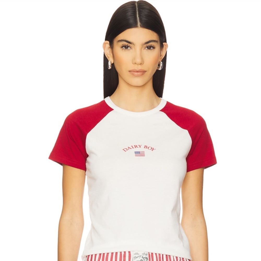 Dairy Boy Red and White Short Sleeve Tee